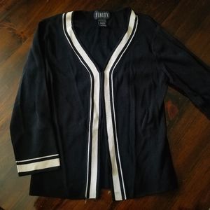 Finity Black and Ivory 3/4 Sleeve Cardigan